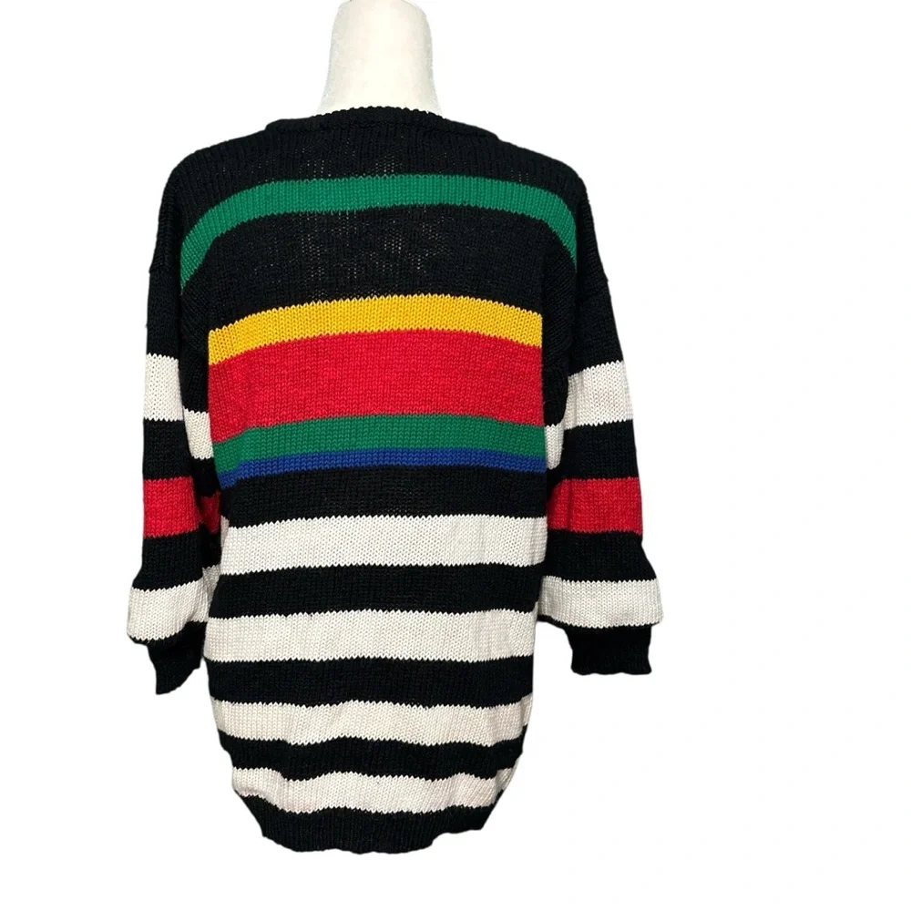 Vintage 80s/90s IB Diffusion multi colored striped/geometric oversized sweater - Picture 3 of 6